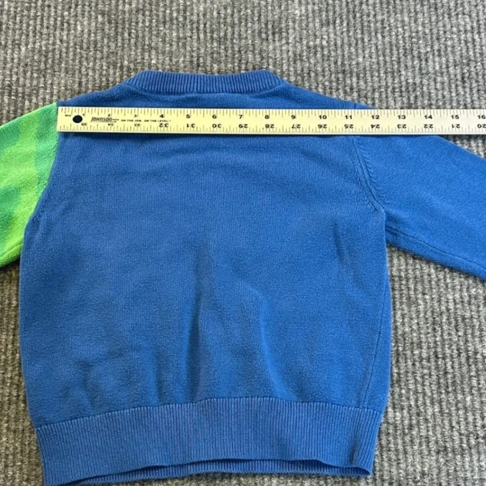 Baby Gap Toddler Boys Blue Green T-Rex Dinosaur Graphic Knit Sweater Size 5T